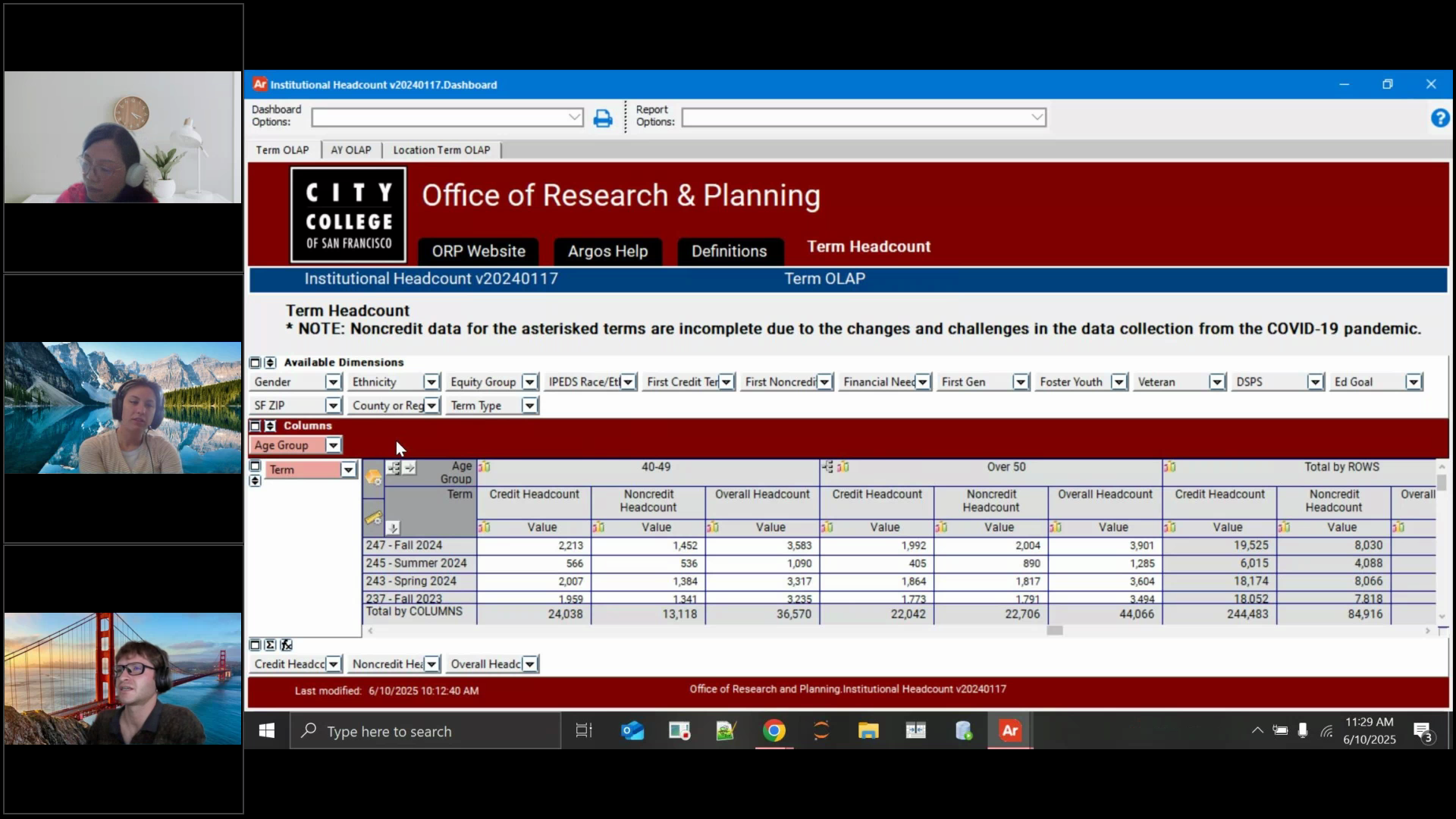 CCSF Guiding Data-Driven Discussions with Argos