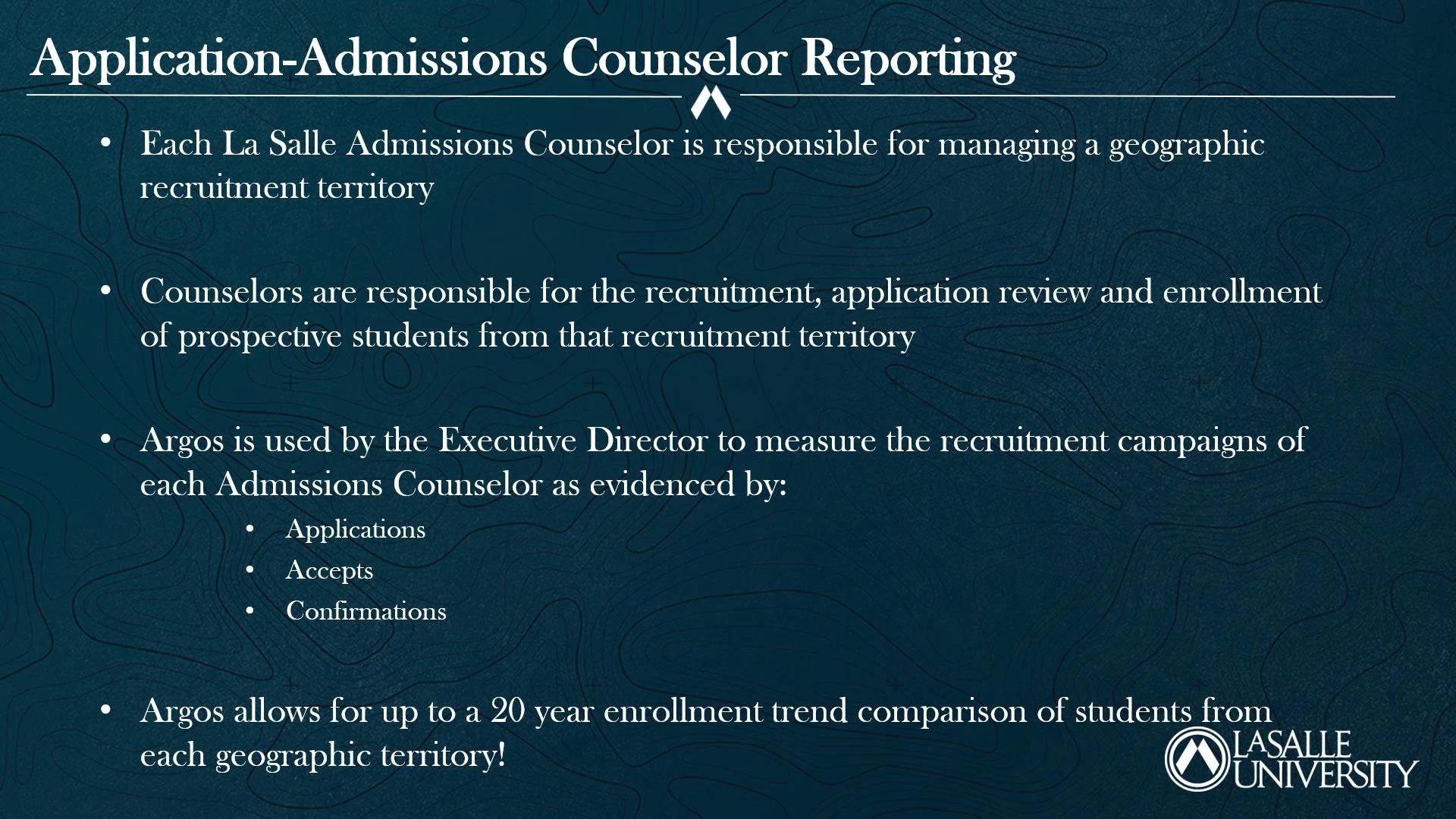 Organized _ Accurate Reporting in La Salle’s Admission Office